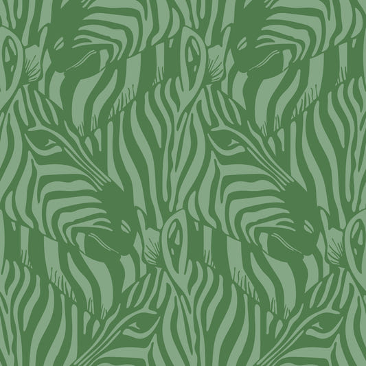 Zebra Herd Wild Animal Stripes Sage Green Pastel Green Wallpaper⁠
