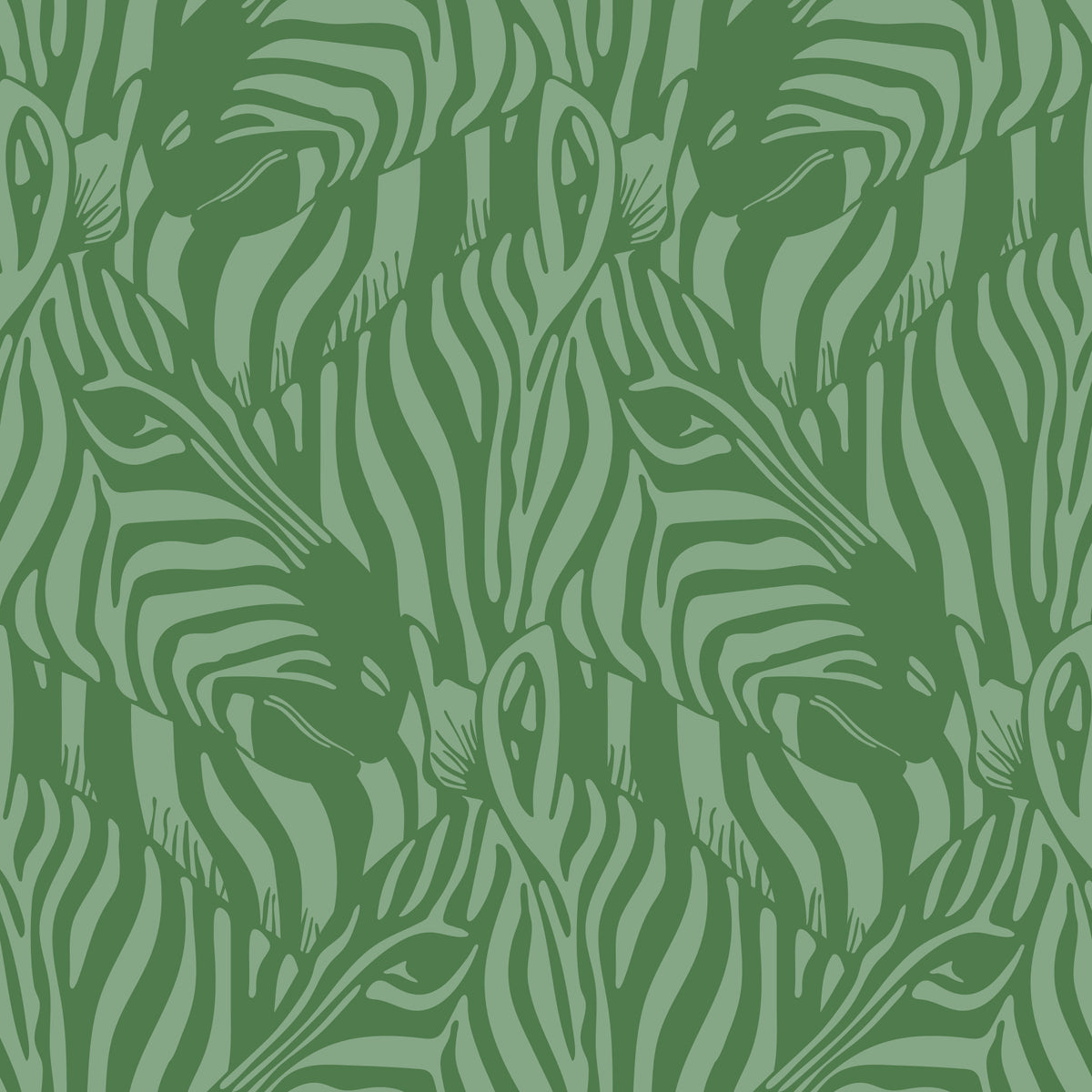 Zebra Herd Wild Animal Stripes Sage Green Pastel Green Wallpaper⁠