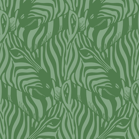 Zebra Herd Wild Animal Stripes Sage Green Pastel Green Wallpaper⁠