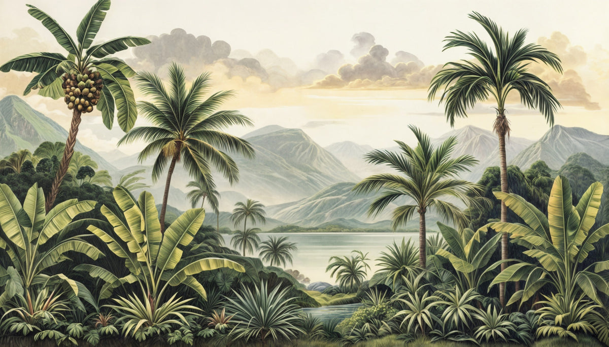 Tropical Mountain View Wall Mural in your room — zoomed