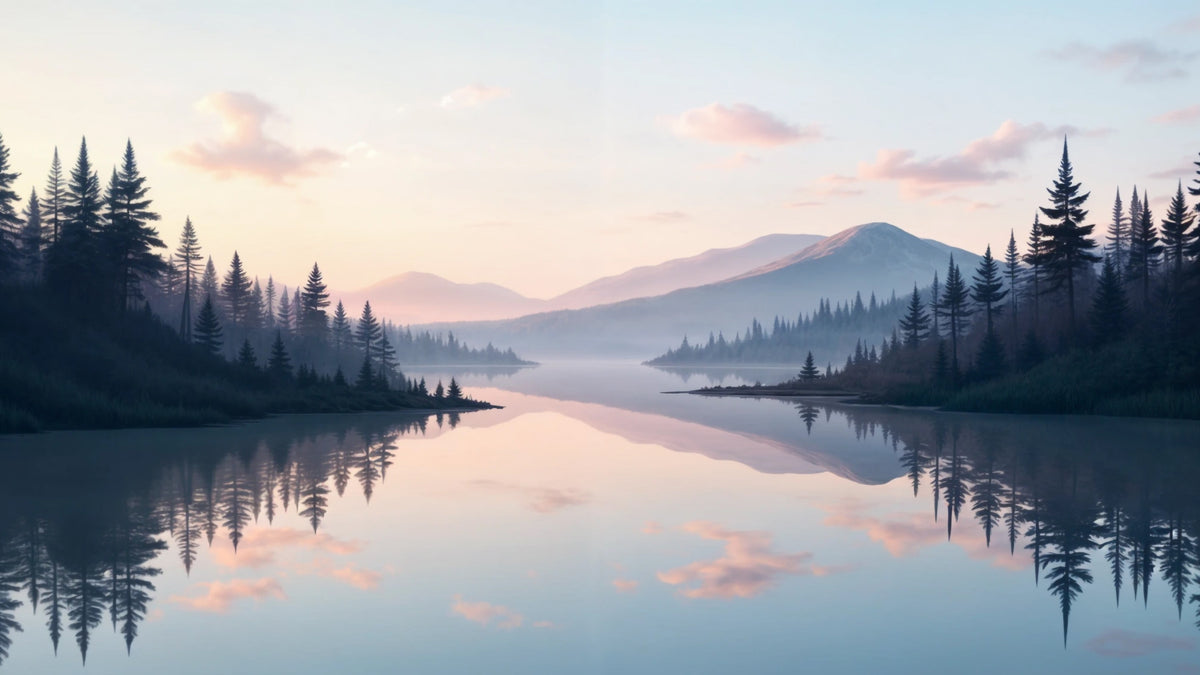 Pastel Lake Vista Wall Mural in your room — zoomed