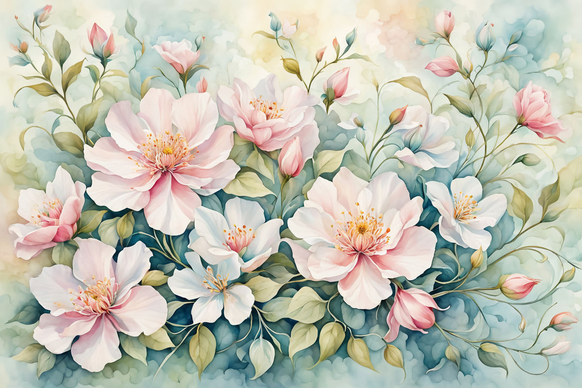 Serene Blooms Wall Mural in your room — zoomed