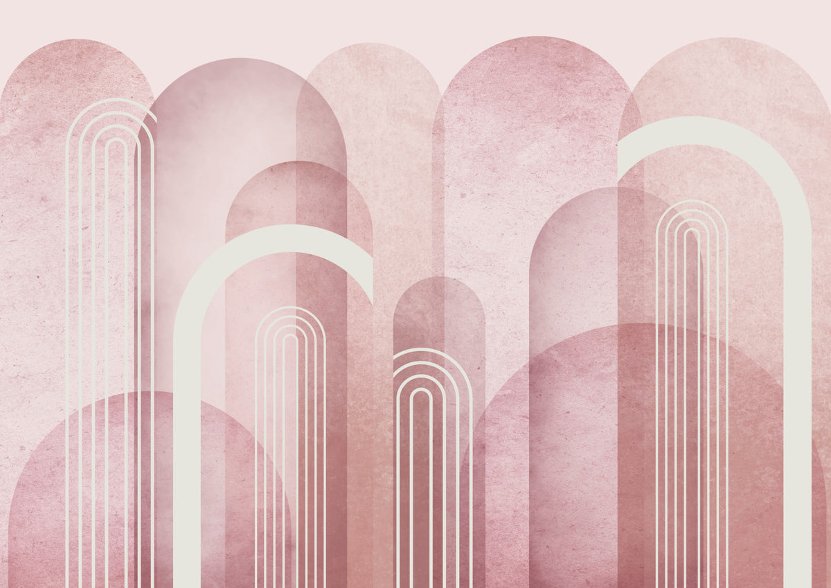 Blush Pink Mid Century Arches Wall Mural in your room — zoomed
