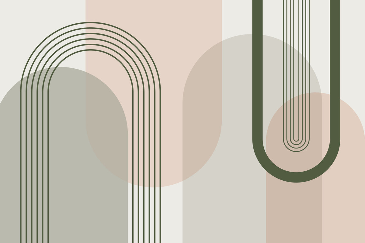Modern Arches Pink and Green Wall Mural