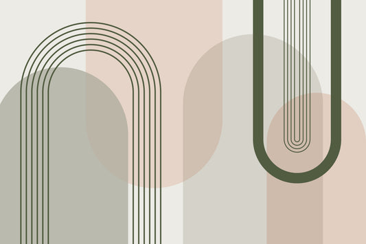 Modern Arches Pink and Green Wall Mural