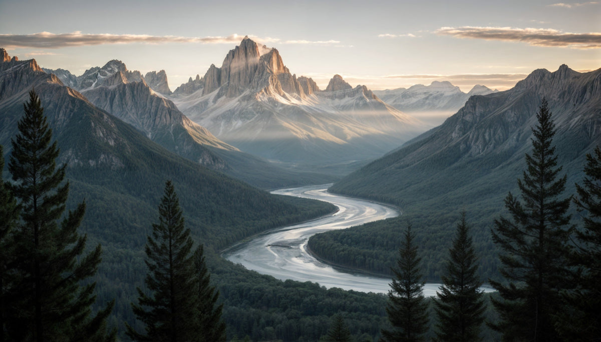 Mountain River Vista Wall Mural