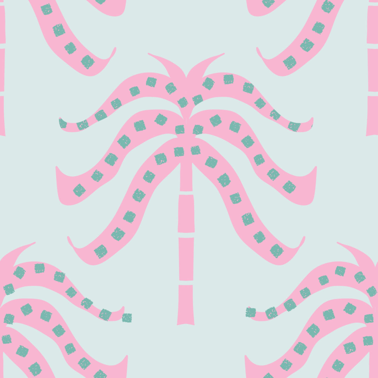 Pink Palms Baby Blue Wallpaper⁠