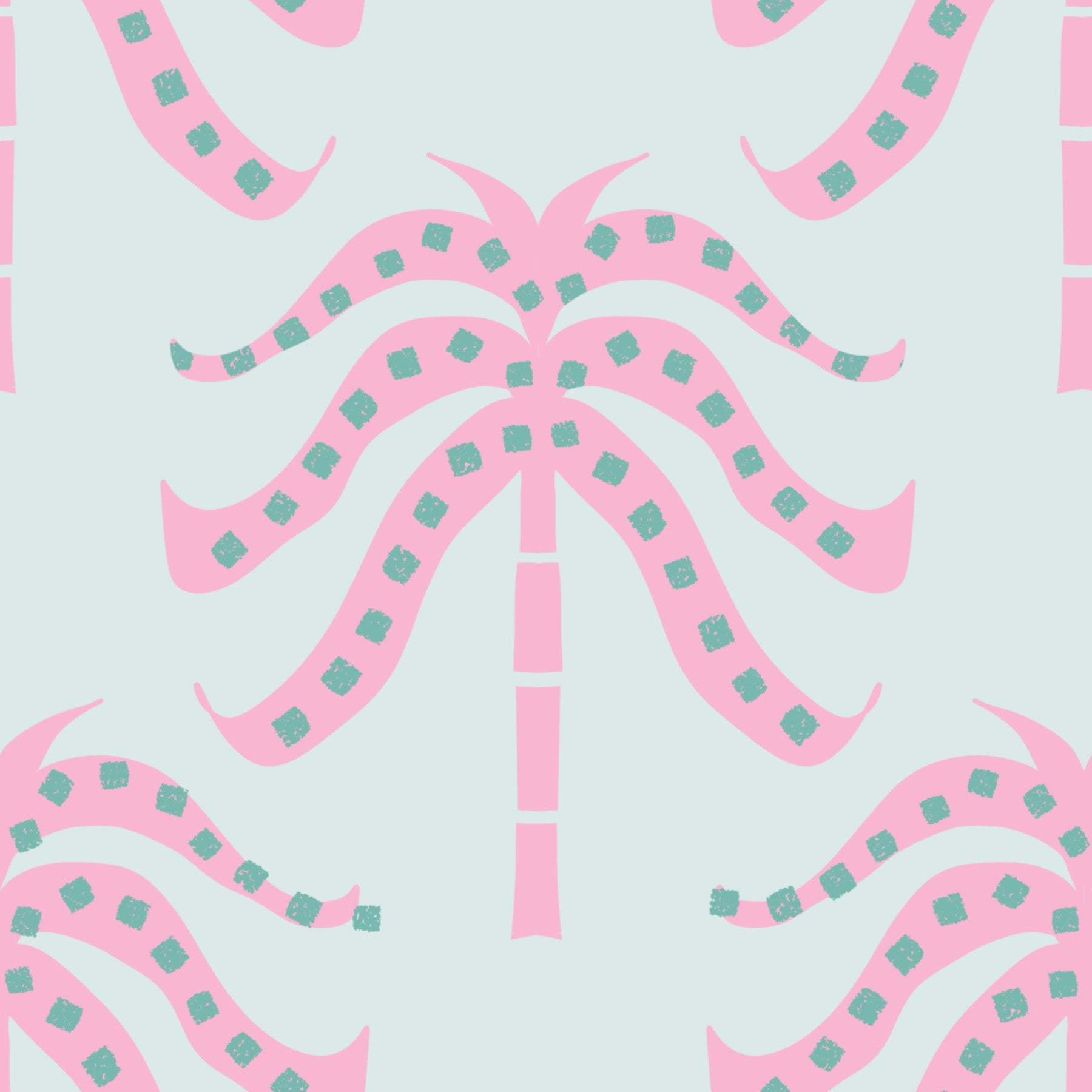 Pink Palms Baby Blue Wallpaper⁠