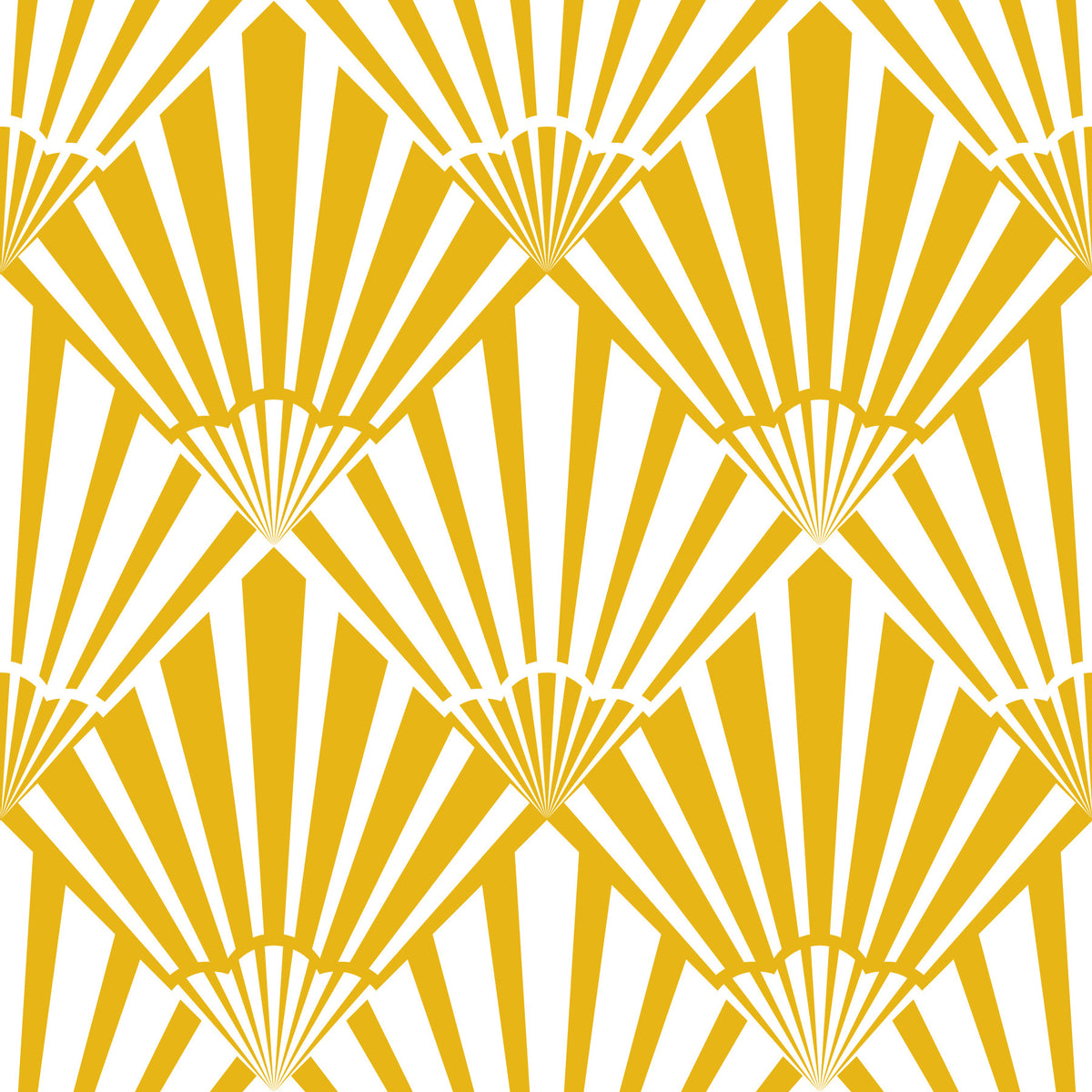 Sunrise Art Deco Vintage Abstract Geometric Yellow Gold White Wallpaper⁠ in your room — zoomed