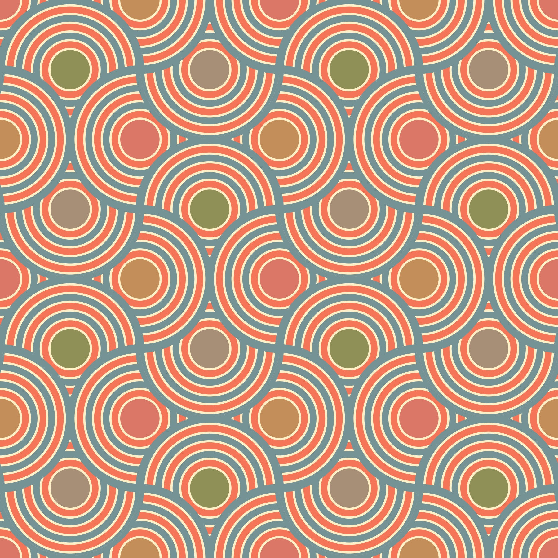 Scallop Art Deco Vintage Abstract Geometric Elegant Powder Blue Green Red Brown Beige  Wallpaper⁠