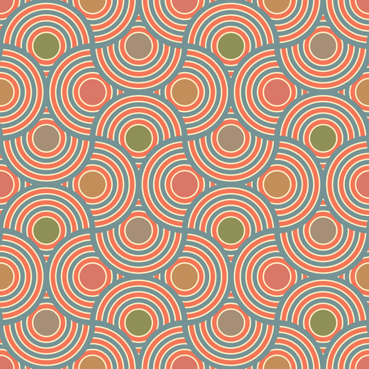 Scallop Art Deco Vintage Abstract Geometric Elegant Powder Blue Green Red Brown Beige  Wallpaper⁠