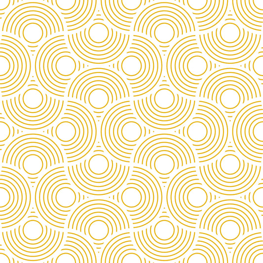 Scallop Art Deco Vintage Abstract Geometric White with Yellow Gold Wallpaper⁠