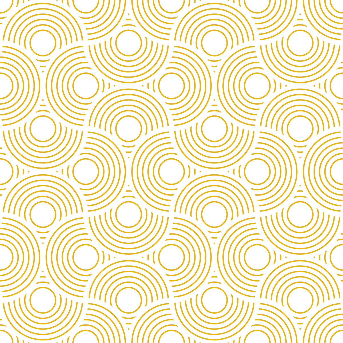 Scallop Art Deco Vintage Abstract Geometric White with Yellow Gold Wallpaper⁠