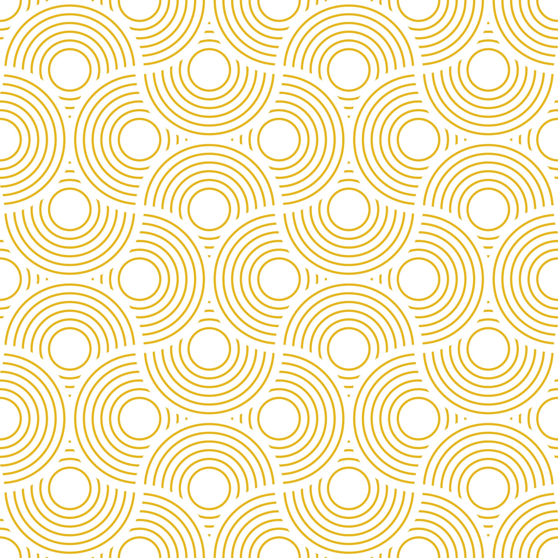 Scallop Art Deco Vintage Abstract Geometric White with Yellow Gold Wallpaper⁠