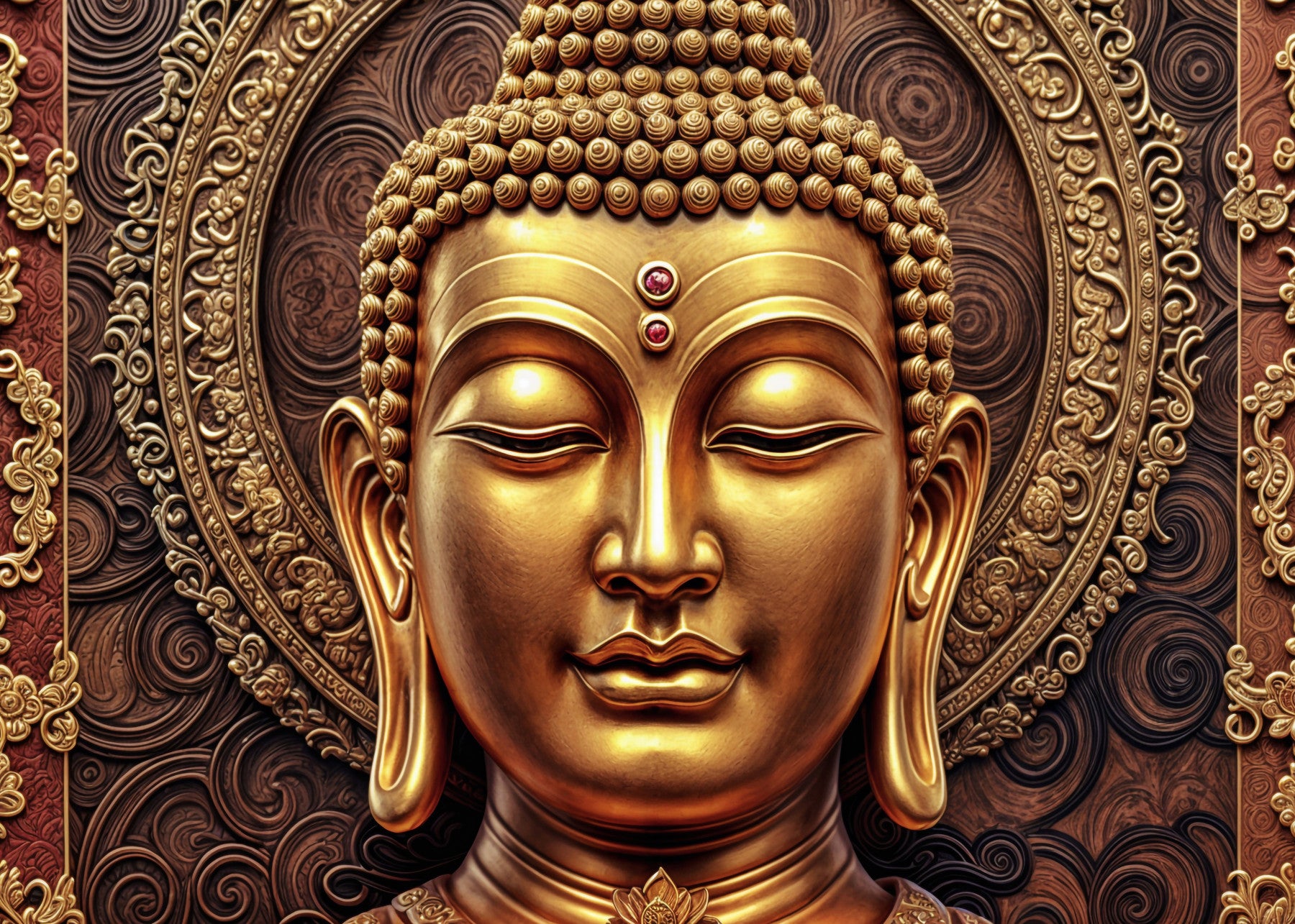 Golden Buddha's Gaze Wall Mural