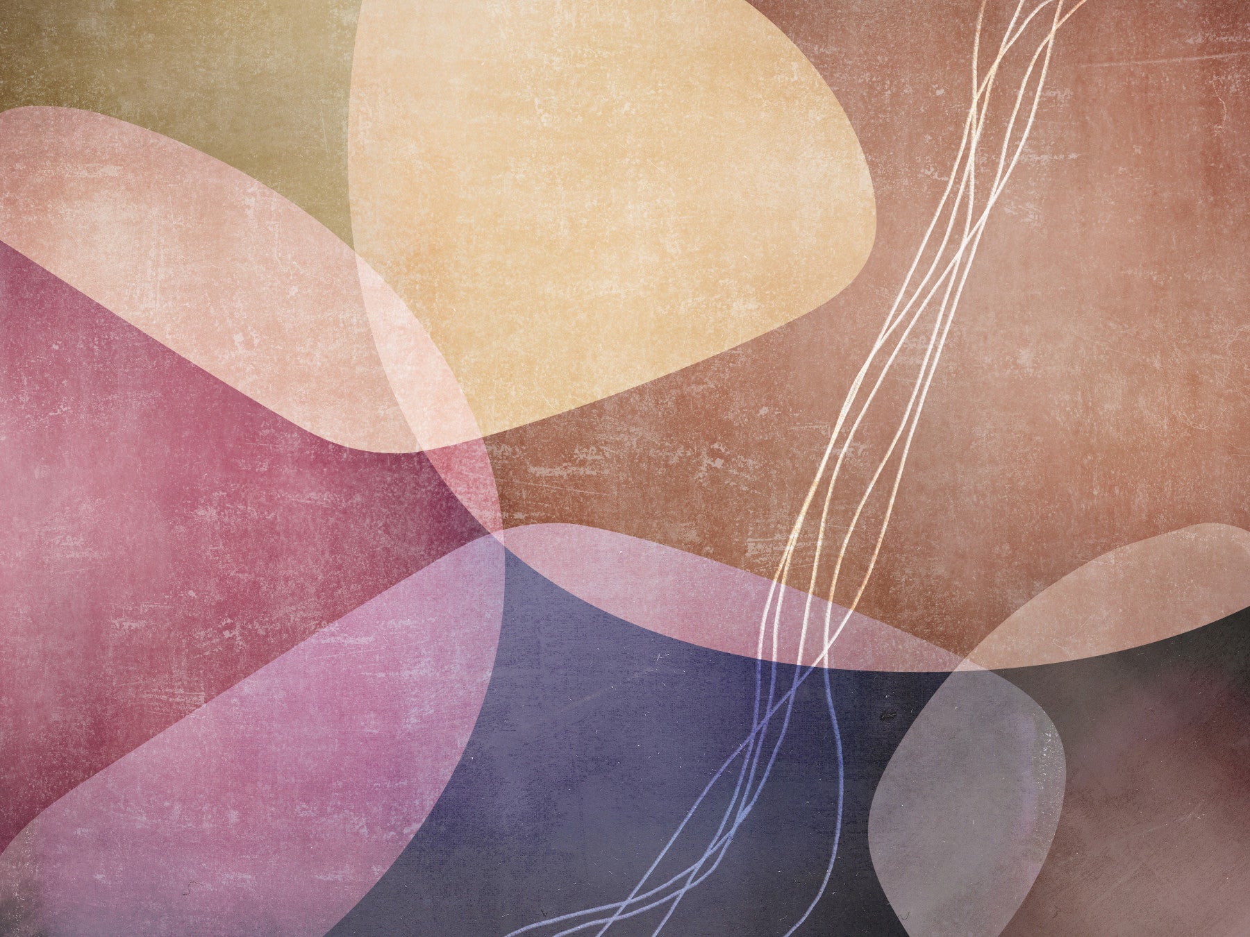 Organic Shapes Soft Tones Wall Mural