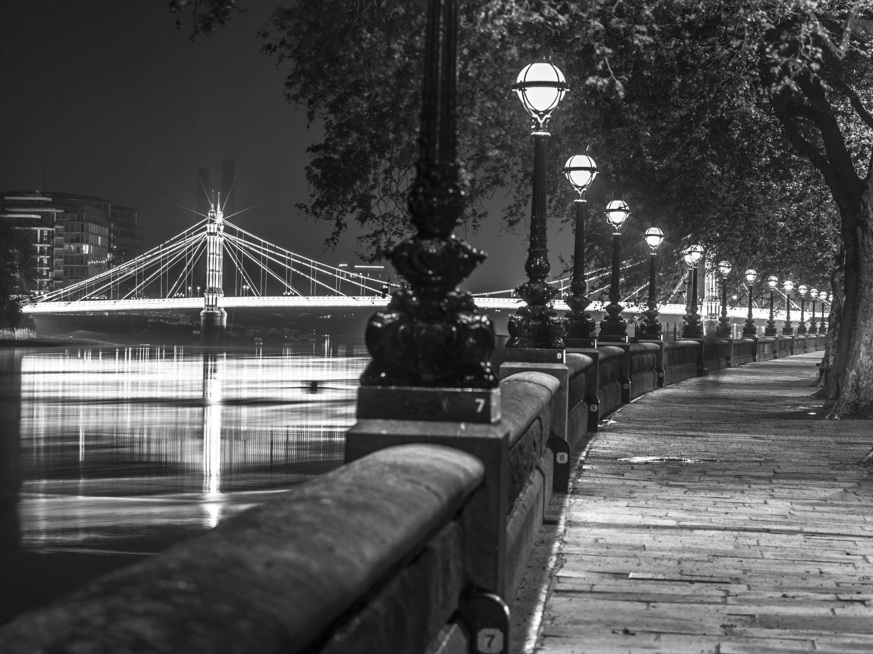 Albert Bridge Walkway Lamps Wall Mural