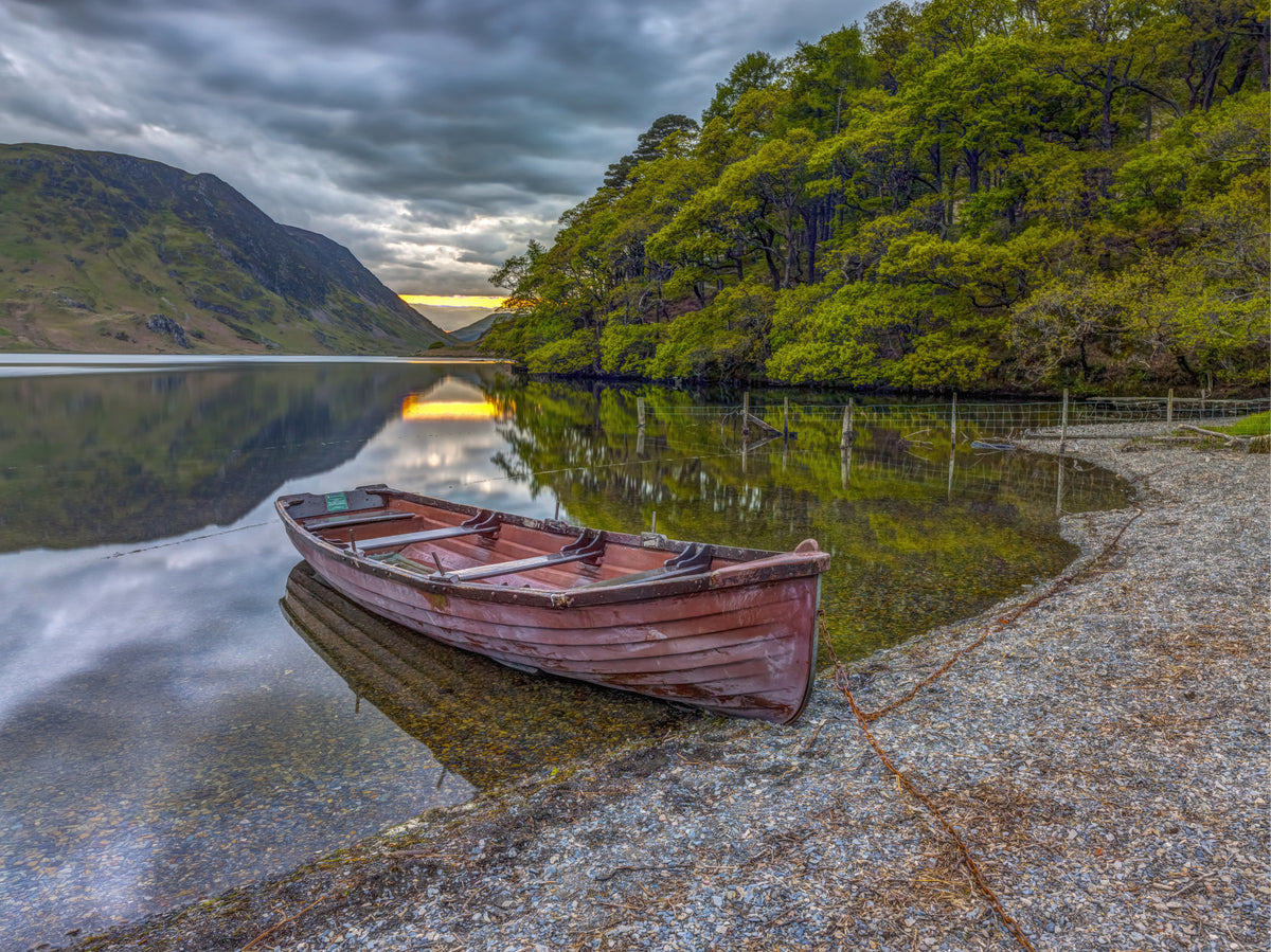 Moored Boat Wall Mural in your room — zoomed