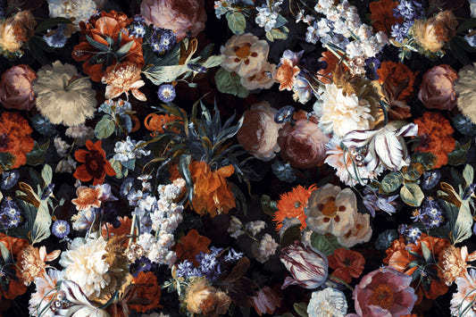 Baroque Moody Midnight Flower Garden Wall Mural