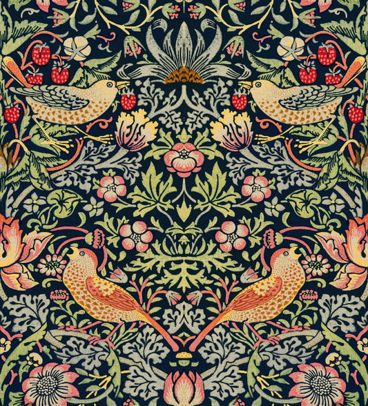 William Morris - The Strawberry Thief - Dark Wallpaper⁠