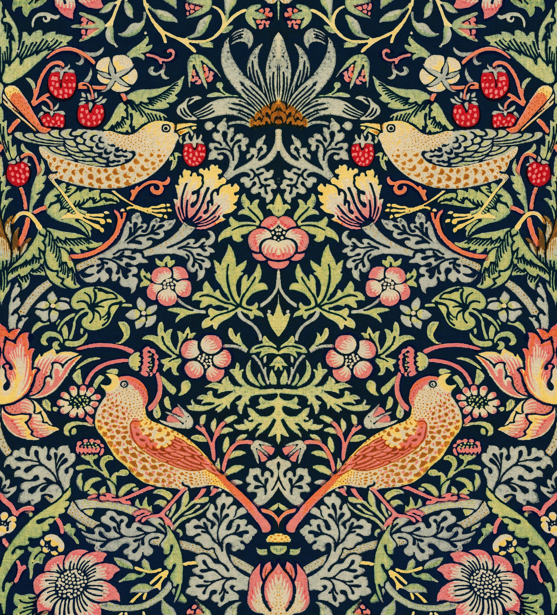 William Morris - The Strawberry Thief - Dark Wallpaper⁠