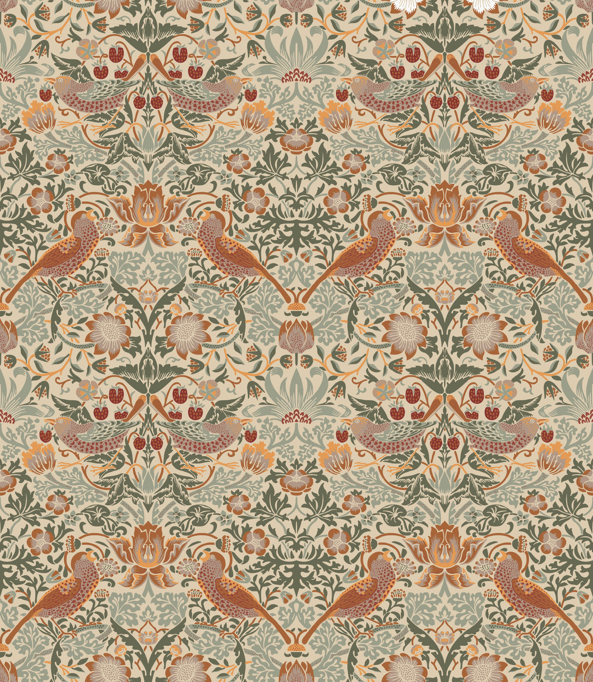 William Morris - The Strawberry Thief Sand Wallpaper⁠