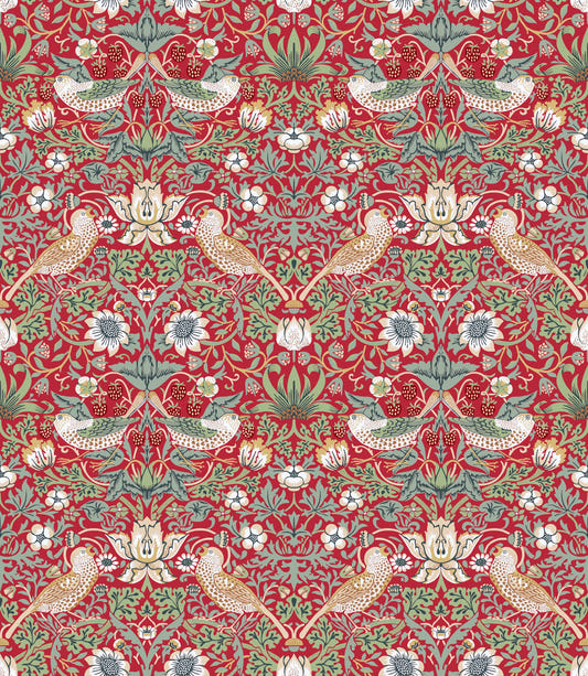 William Morris - The Strawberry Thief Red Wallpaper⁠