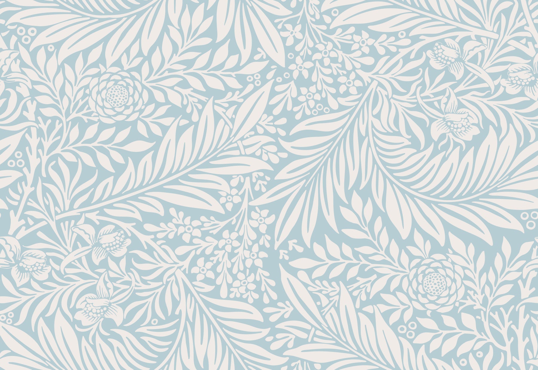William Morris Larkspur Baby Blue White Wallpaper⁠