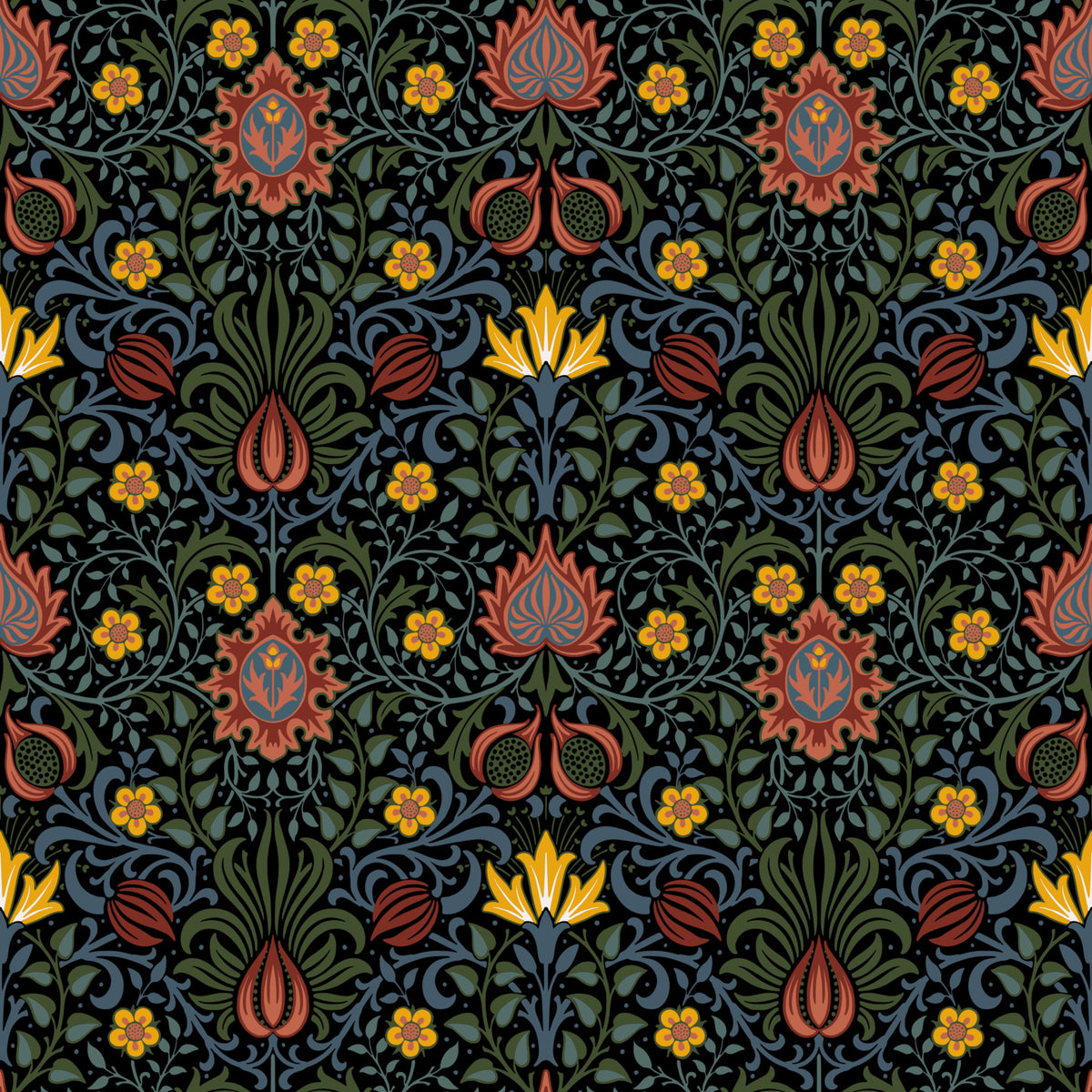 William Morris Persian  Dark Wallpaper⁠