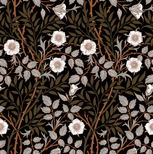 William Morris Sweet Briar Dark Brown Wallpaper⁠