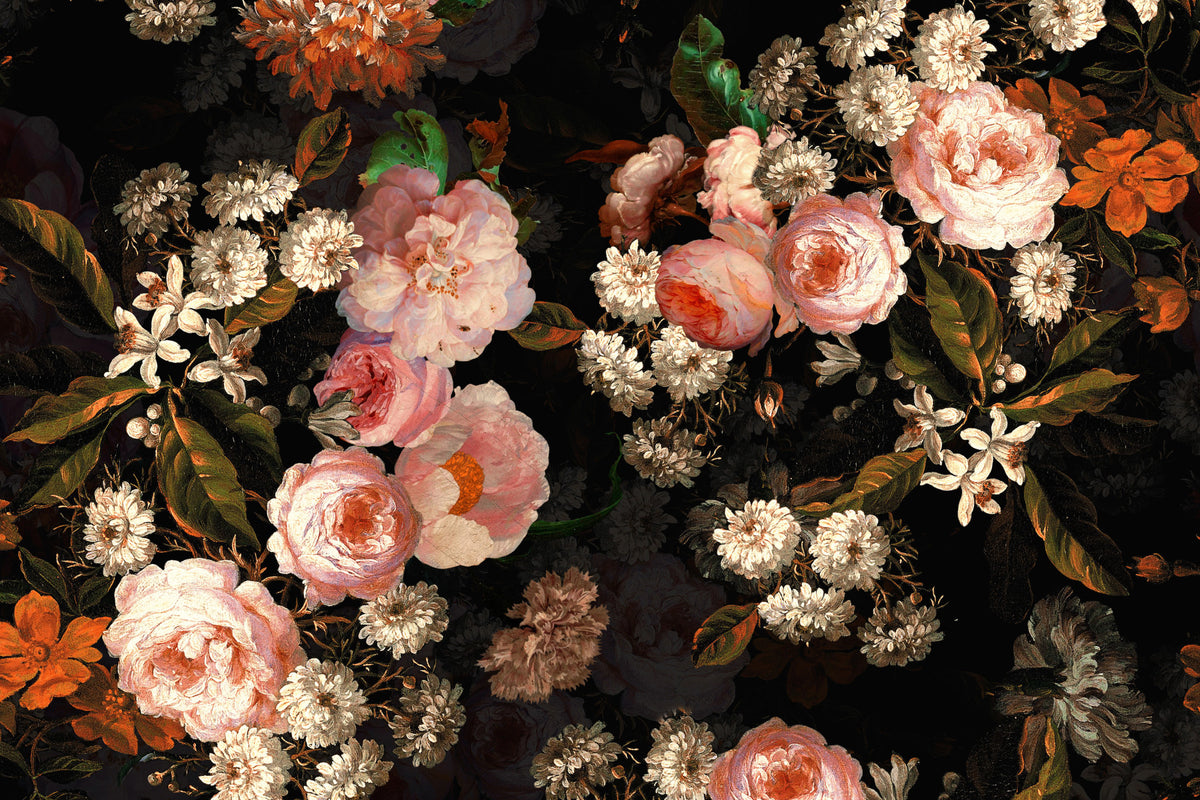 Baroque Night Blooms Wall Mural in your room — zoomed