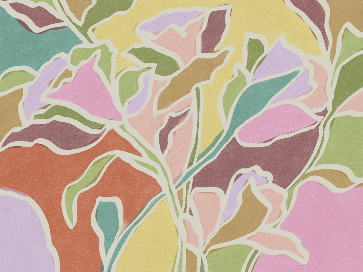 Botanical Palette Wall Mural in your room — zoomed