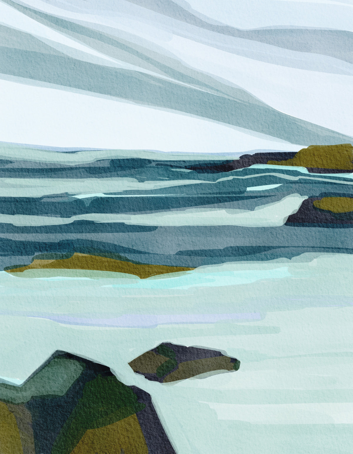 Painted Shoreline Wall Mural