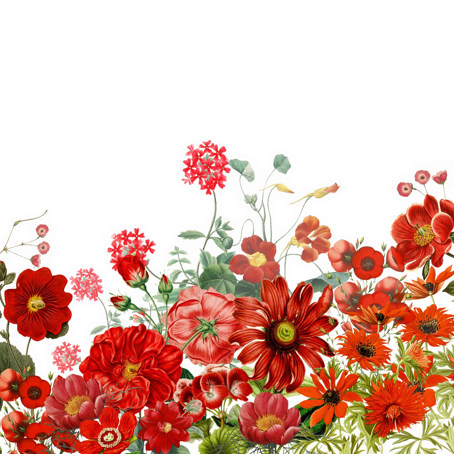 Red Floral Vintage Garden Charm Wall Mural