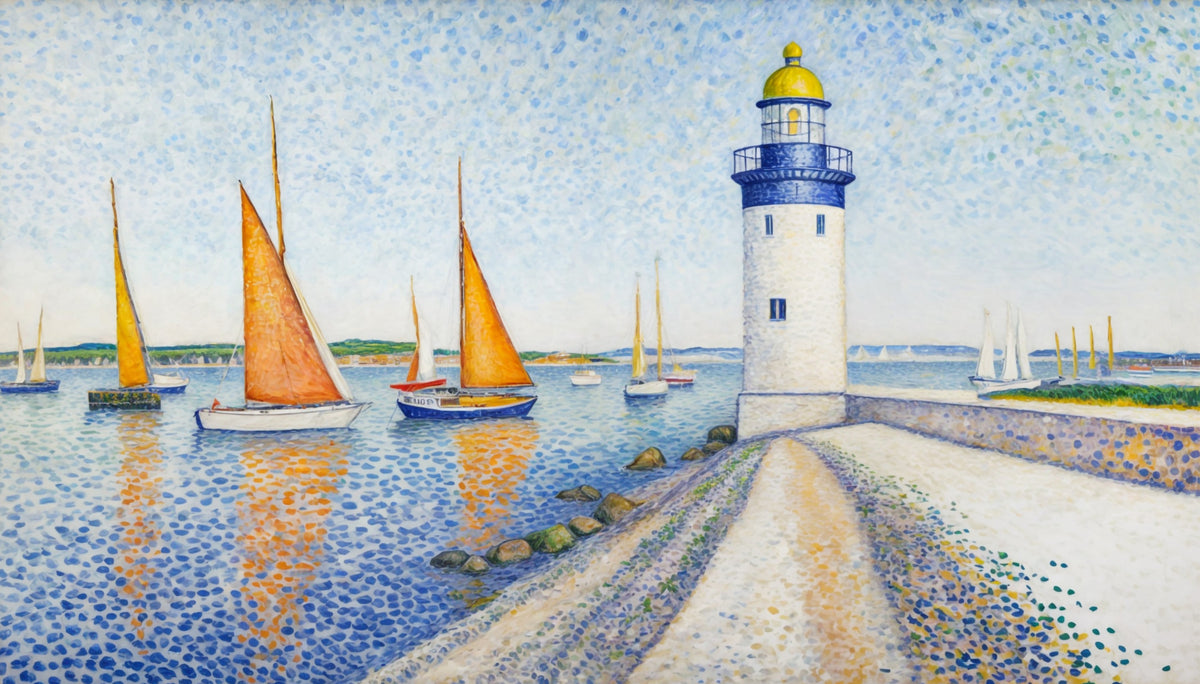 Maritime Pointillism Light & Sea Wall Mural in your room — zoomed