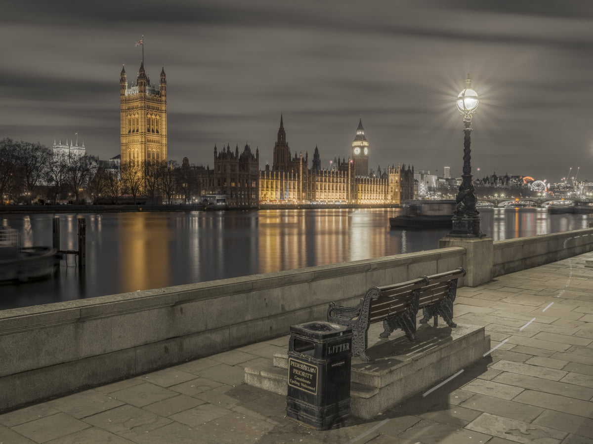 Westminster at Night Wall Mural in your room — zoomed