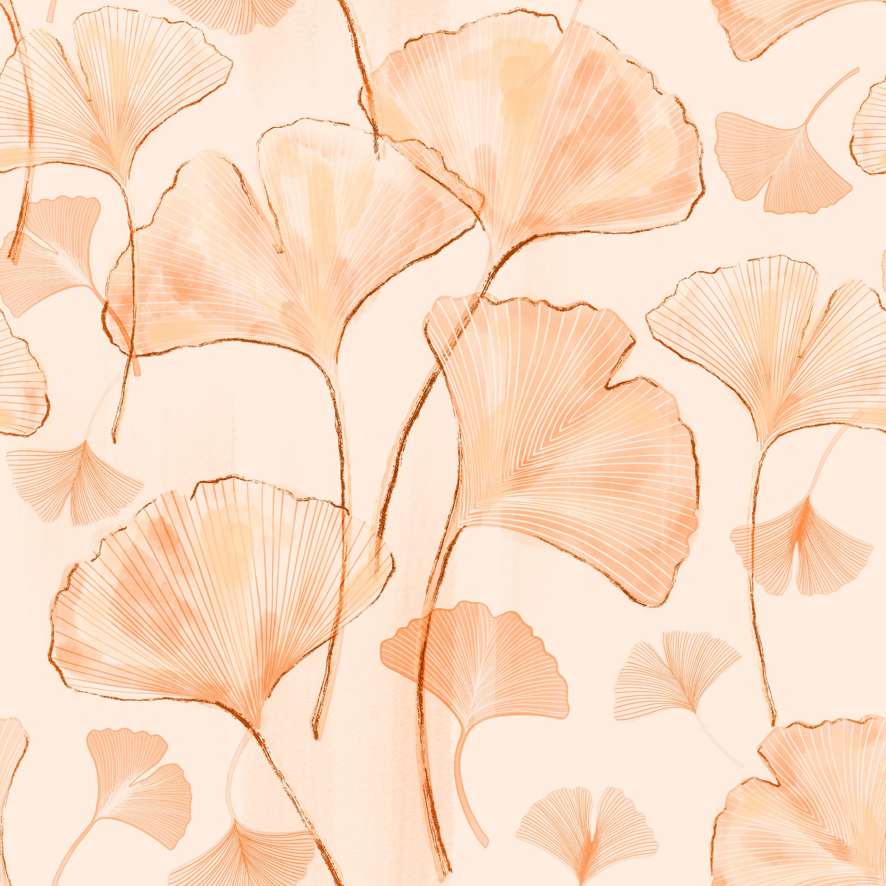 Serene Ginkgo in Peach Hues Wallpaper⁠