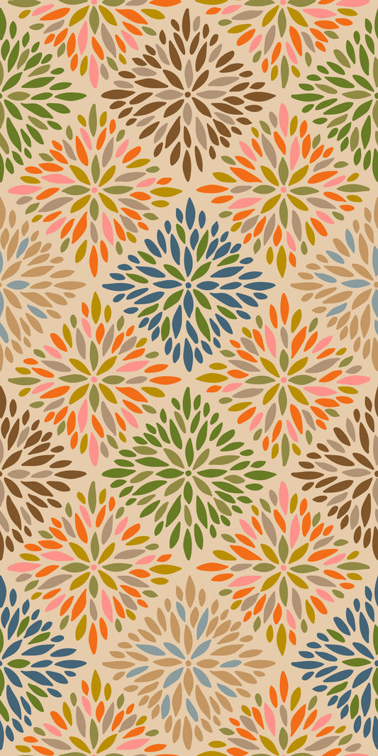 Dahlia Diamonds Bohemian Floral Damask Tiles Warm Earthy Desert Colors Wallpaper⁠