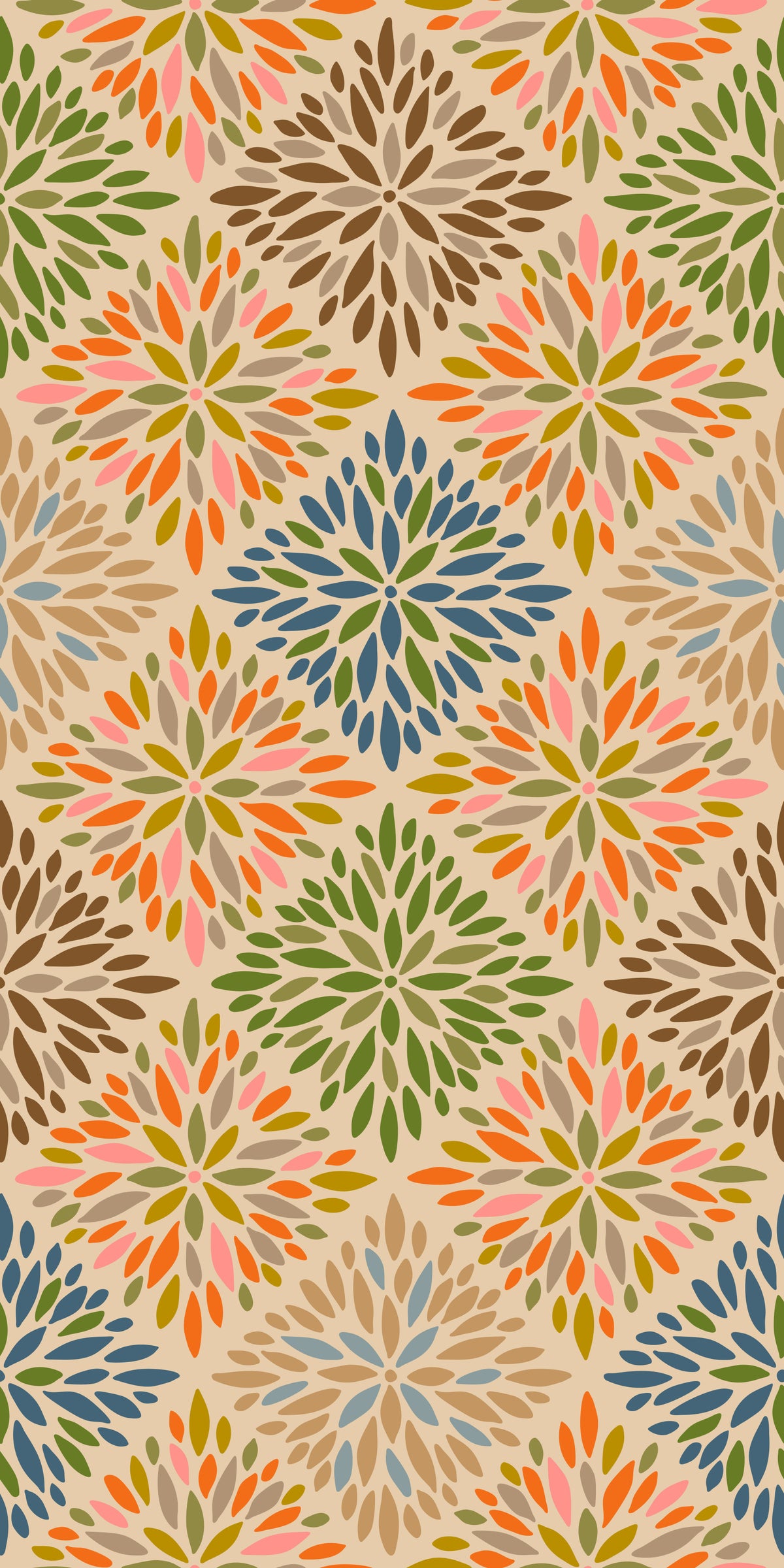 Dahlia Diamonds Bohemian Floral Damask Tiles Warm Earthy Desert Colors Wallpaper⁠