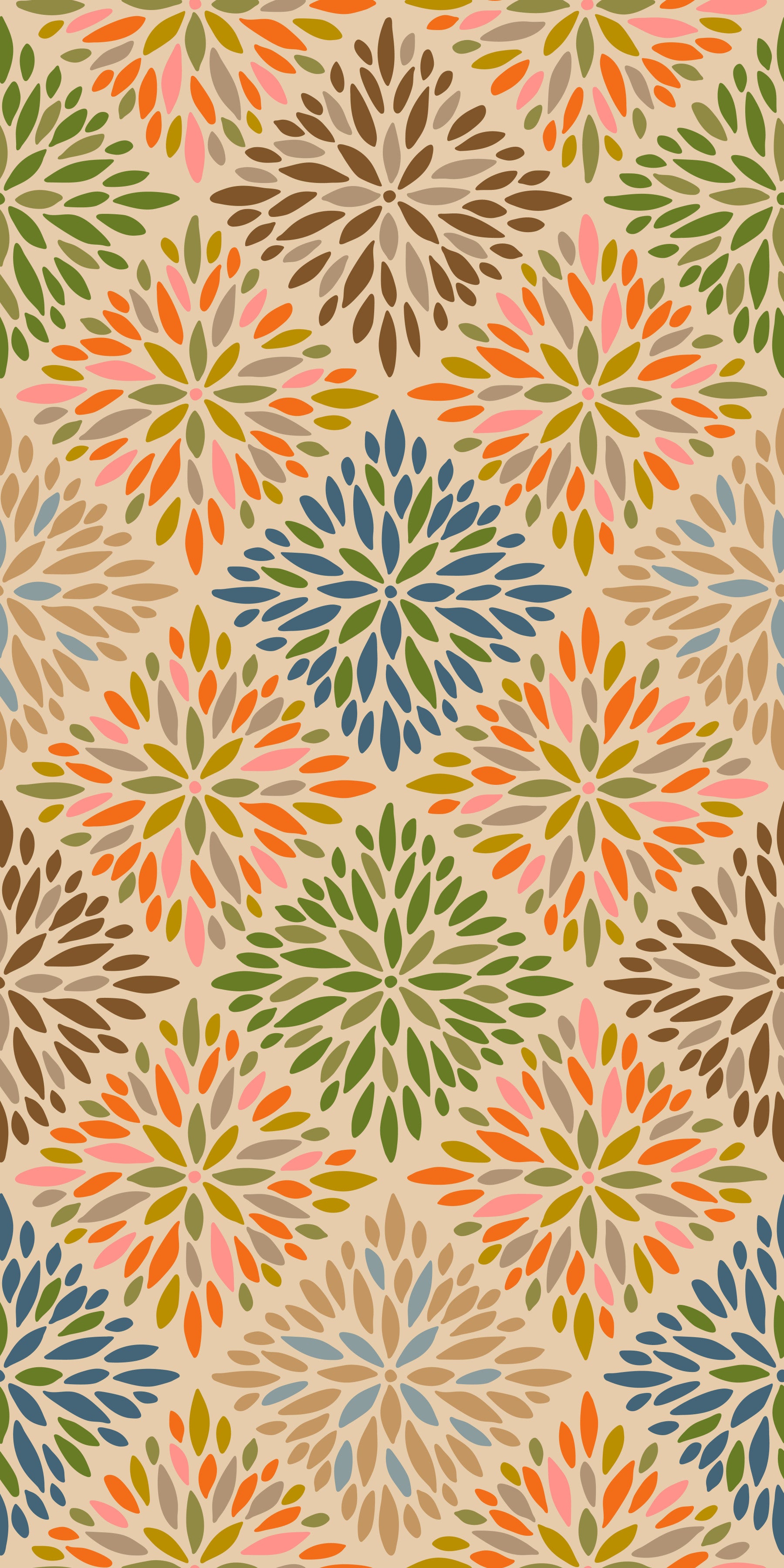 Dahlia Diamonds Bohemian Floral Damask Tiles Warm Earthy Desert Colors Wallpaper⁠