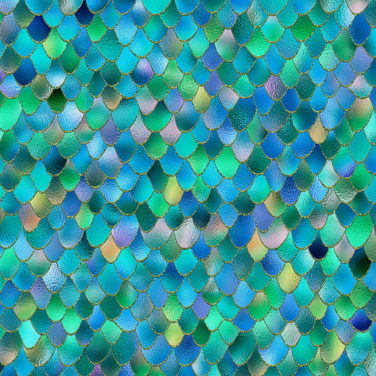 Enchanted Mermaid Scales Wall Mural in your room — zoomed