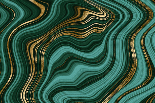Emerald Gold Swirls Wall Mural