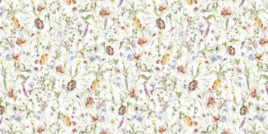 Scandinavian Watercolor Wildflower Meadow with Soft Pastels Wall Mural