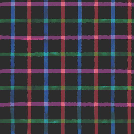 Hand-Painted Check Dark Watercolor Plaid Wallpaper⁠