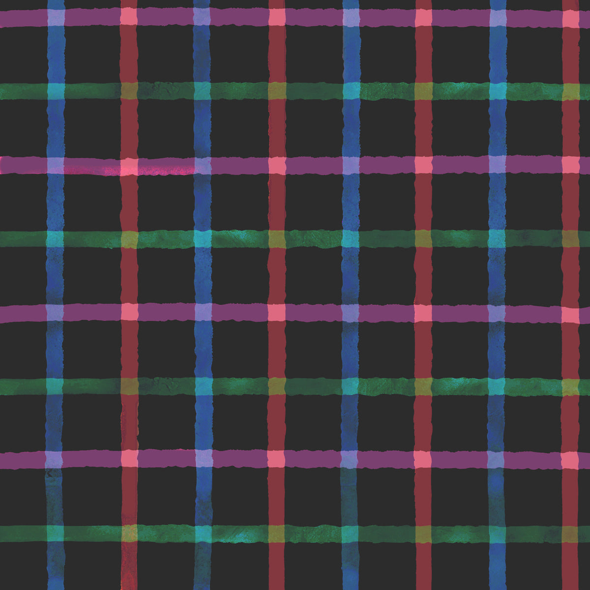 Hand-Painted Check Dark Watercolor Plaid Wallpaper⁠ in your room — zoomed