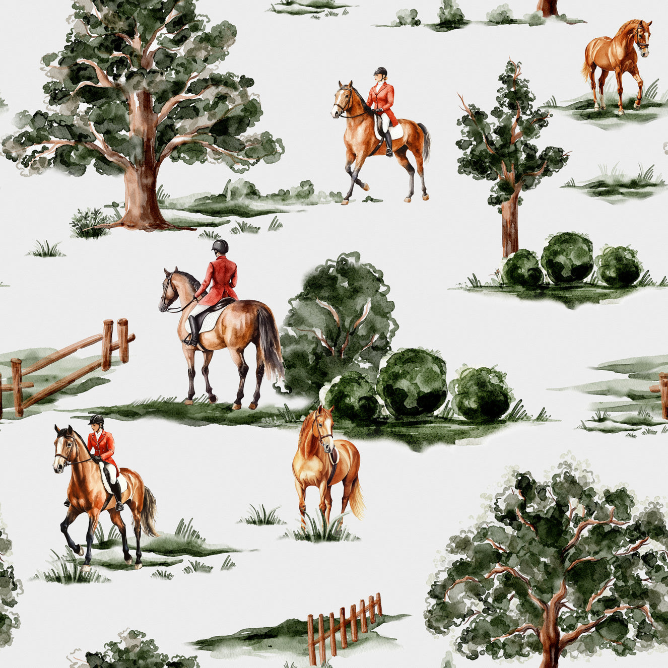 Equestrian riders in hunting attire with British horses Wallpaper⁠