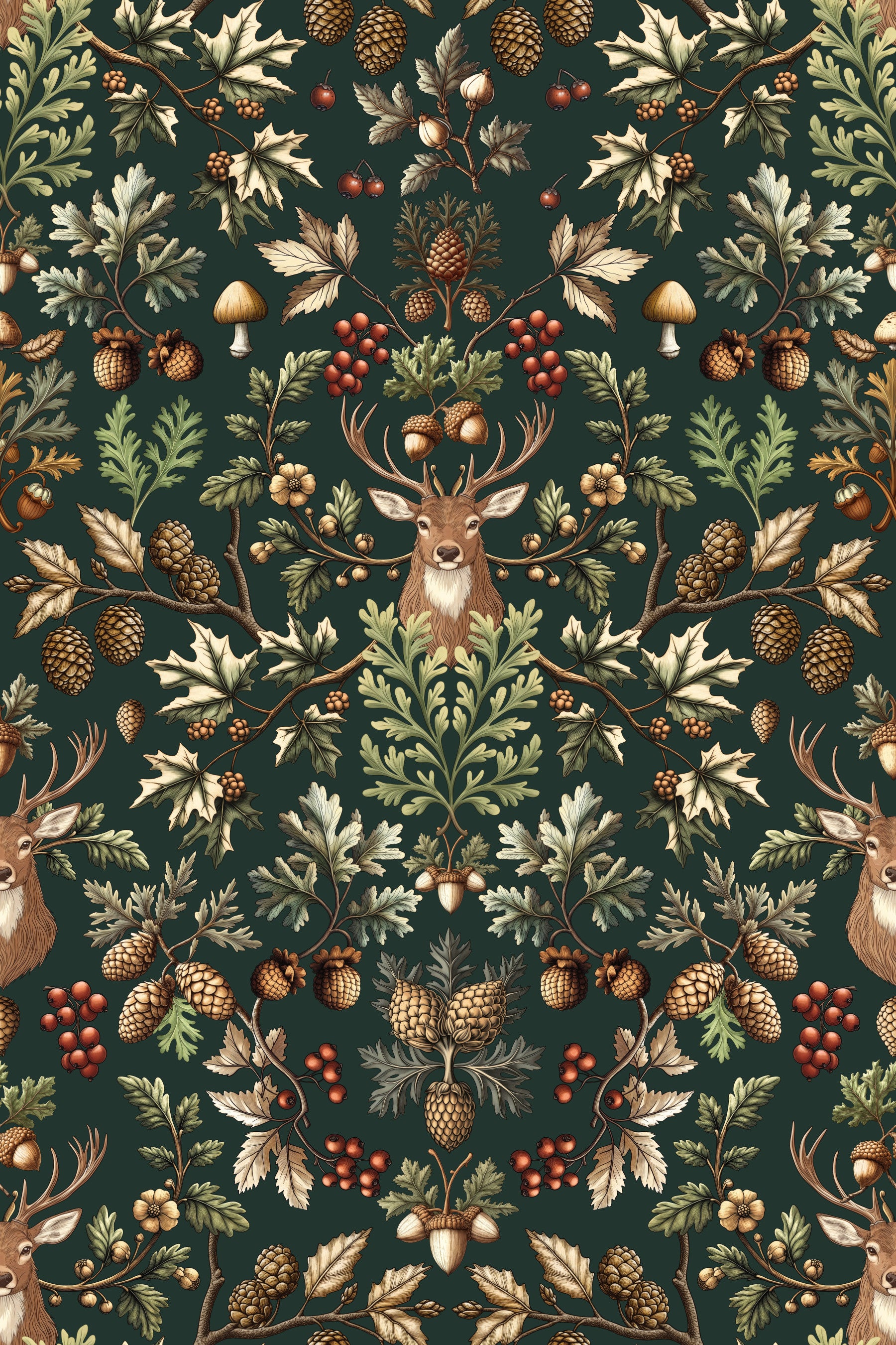 William Morris Vintage Woodland Emerald Green Wallpaper⁠