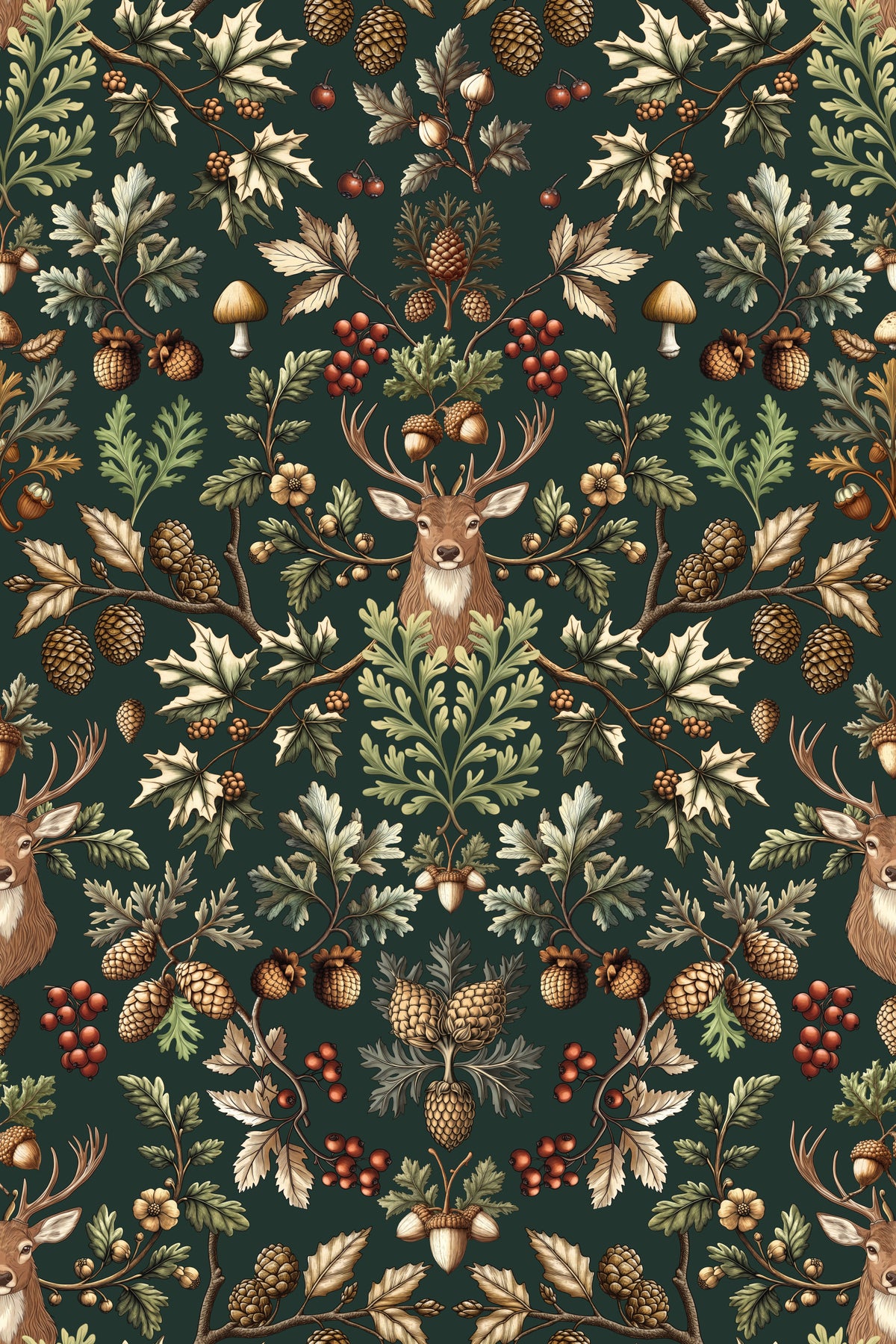 William Morris Vintage Woodland Emerald Green Wallpaper⁠ in your room — zoomed