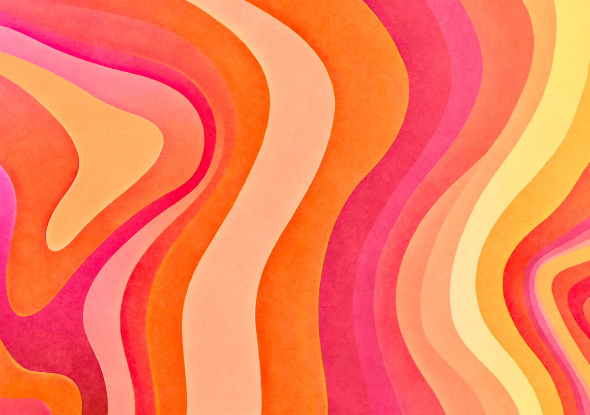 Wavy Watercolor Groovy Vibrant Vibes Wall Mural