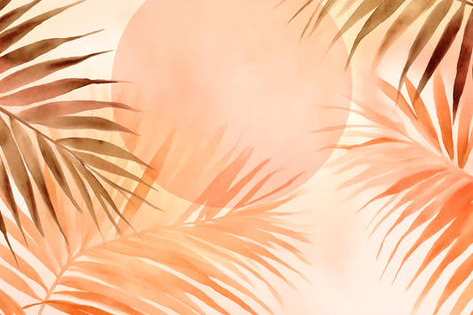 Tropical Palm Grove Peach Sunrise Wall Mural